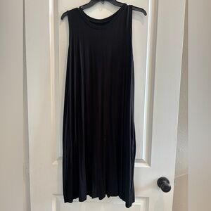 Black Sleeveless Midi Dress XXL With Pockets Casual Flowy Minimalist
